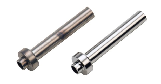 Metal product before and after electropolishing